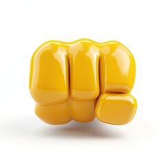 A bright yellow cartoon fist, glossy and 3D