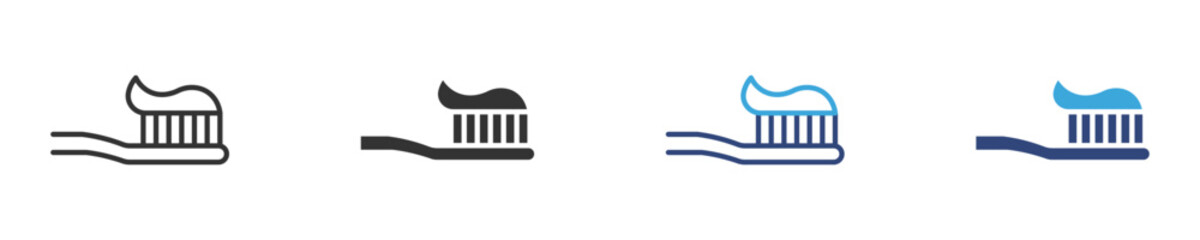 toothbrush with toothpaste icon set, vector illustration . 