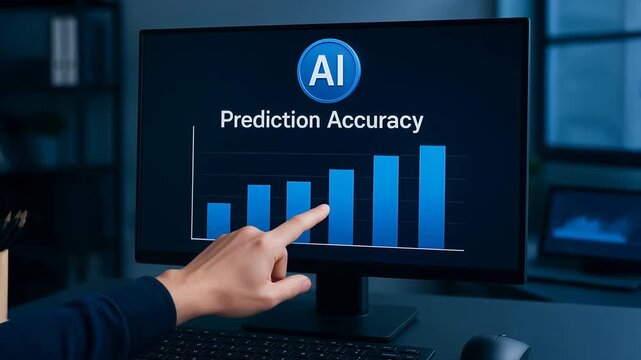 AI developer workspace programmer analyzing prediction accuracy dashboard interface machine