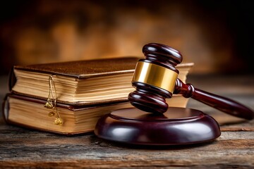 Gavel and old law books representing justice system