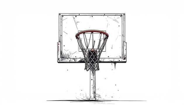 Basketball hoop sketch isolated, vector element, sport equipment for design