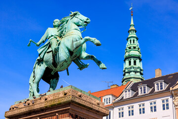 The equestrian statue of Bishop Absalon on Højbro Plads in Copenhagen, Denmark