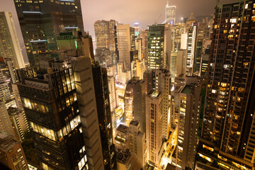 Amazing hong kong skyline from a high vantage point at night