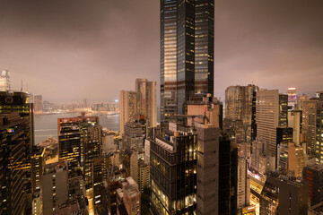 Amazing hong kong skyline from a high vantage point at night