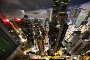 Amazing hong kong skyline from a high vantage point at night
