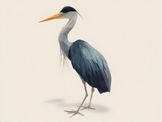 Fototapeta premium Elegant Low Poly Illustration of a Heron Standing Gracefully