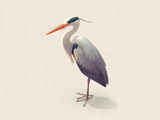 Fototapeta premium Elegant heron standing on one leg with a minimal background