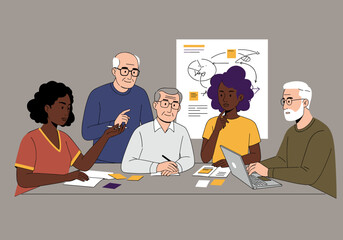 Collaborative brainstorming session office professional group perspective teamwork dynamics