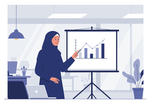 Presentation on business growth trends office setting infographic content professional environment informative viewpoint