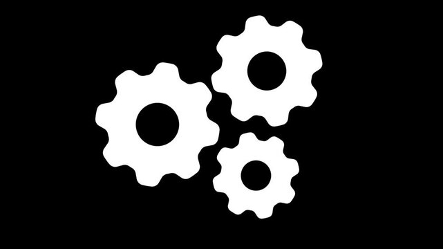 cogwheel gear spinning around animation video. cog wheel icon turning animated background teamwork concept on transparent background.