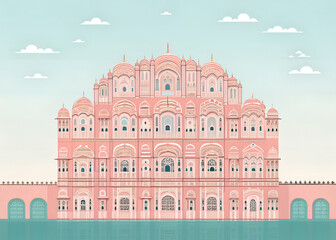 Modern minimalist design of Hawa Mahal in Jaipur