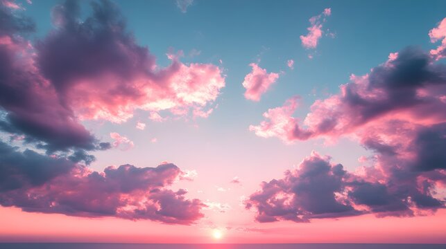 Sunset sky with pink and purple clouds