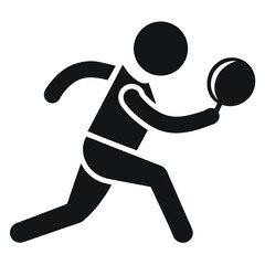 Black Pictogram of Table Tennis Player Serving with Racket and Fast Running Stance