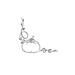 Hand drawn abstract vector graphic illustration outline with stylized line halloween autumn pumpkin design .Trendy modern doodle sketch halloween drawing concept.Vector line nature sketch symbol.