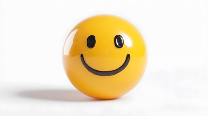 Fototapeta premium Bright Yellow Smile Icon on a Clean White Background for Joyful Feelings