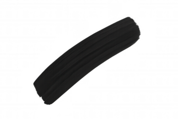 Black paint stroke brush swatch creating an artistic texture element on transparent background for design