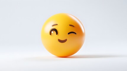 Fototapeta premium Playful Winking Smiley Face Emoji on a Light Background