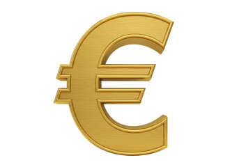 Golden euro currency symbol isolated, European money sign on transparent background, finance and economy concept
