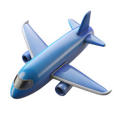 Naklejka premium 3D Rendered Blue and White Airplane in Flight on Black Background aircraft aviation isolated on a transparent background