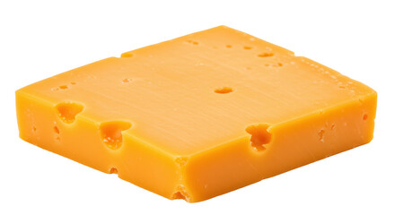 Block of cheddar cheese isolated on transparent background, sharp orange dairy product for cooking...