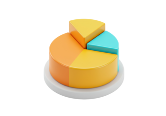Colorful pie chart PNG isolated on transparent background, business data visualization for presentations and reports