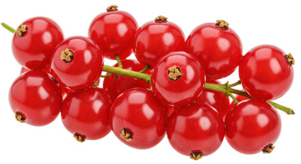 Red currant berries isolated on transparent background, fresh and juicy fruit for healthy eating and summer dessert ingredient