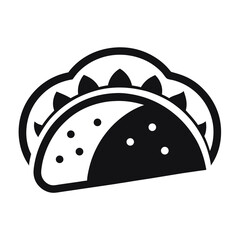 Stylized Monochrome Taco Icon Illustration, Depicting Mexican Food and Culinary Design Elements