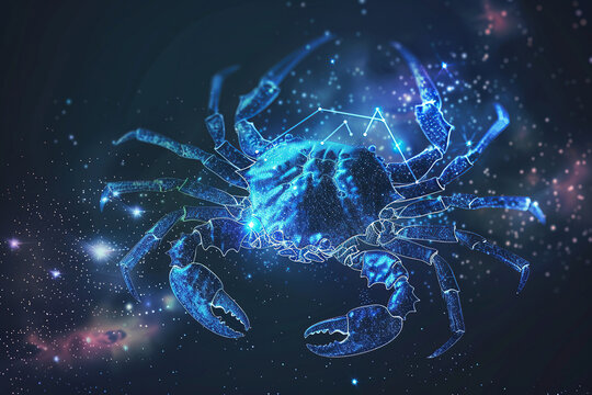 Astrological abstract composition with concept of Cancer zodiac sign symbol