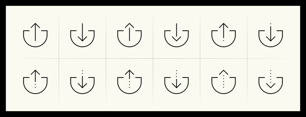 Arrow icon set. Exit, entrance, navigate, import, export, upload, share, download, forward and more.