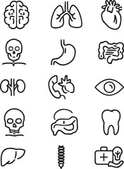 Human Anatomy editable line art style icons sets