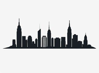Fototapeta premium Cityscape Silhouette. New York, background solid, commercial use, simple