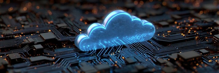 Innovative Cloud Computing Header: Electronic Data Storage with Circuitry and Binary Connections