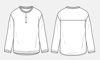 Long sleeve  t-shirt vector illustration template front and back