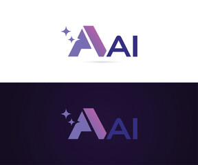 Abstract A letter Artificial intelligence logo design colorful gradient
