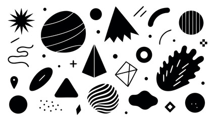 Hand drawn abstract shapes collection black and white