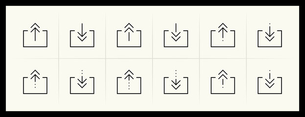 Arrow icon set. Exit, entrance, navigate, import, export, upload, share, download, forward and more.