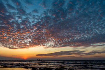 Beautiful sunset at St. Martin's Island, Teknaf, Cox's Bazar.
The St. Martin's Island, locally known as Narkel Jinjira, is the only coral island and one of the most famous tourist spots of Bangladesh