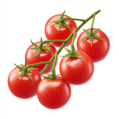 Cherry tomato vine fresh red ripe organic healthy vegetable isolated white background natural juicy vibrant raw ingredient food summer garden nutrition delicious harvest cluster round glossy green