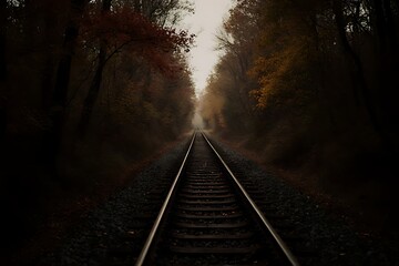 railway in the fog