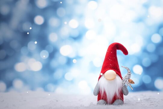 Gnome looking at the snow