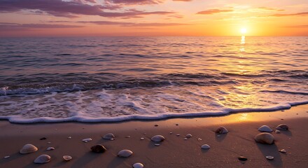 Beach sunset seascape