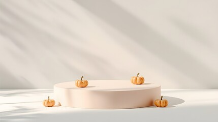 Minimal Pastel Pumpkin Podium Display for Elegant Autumn Decor