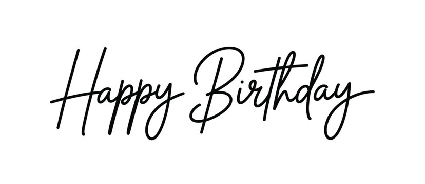 Elegant Cursive Happy Birthday Text on White Background