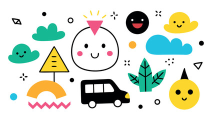Obraz premium Simple hand drawn crayon doodle shapes
