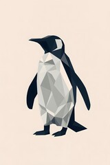 Stylized Polygon Penguin Silhouette in Geometric Origami Style for Modern Vector Design