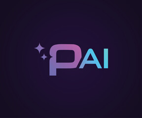 Minimalist P Initial Artificial intelligence logo design colorful gradient