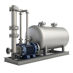 Fototapeta premium Industrial pump and tank isolated on transparent background in 3d rendering style