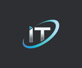 Minimalist Technology shape logo design blue colors gradient