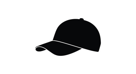 Simple black baseball cap design isolated on a white background silhouette