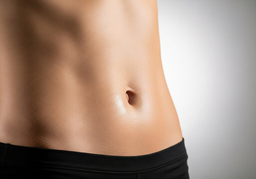 Close-up of woman&rsquo;s smooth belly with black underwear